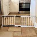 White Metal Dog Gate for Small Dogs - 13.3" Short Freestanding Puppy Gate with Retractable Sliding Rail, No Installation, Indoor/ Outdoor Use, Foldable & Portable Pet Barrier