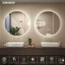 SMIROR Round Led Lighted Bathroom Mirror for Wall 24", Backlit Circle Vanity Mirror with Lights, Anti-Fog, 3 Colors, Dimmable, Memory, Shatterproof