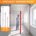 10FT Dust Barrier Poles Kit with Plastic Sheeting (32.8x13.1FT), 2 Heavy-Duty Zippers & Gloves – Telescoping Poles for Temporary Dust Barrier System, Home Renovation & Construction (4PCS)