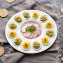 Easter 10.2 Inch Ceramic Deviled Egg Tray Platters Holds 12 Holes White Porcelain Serving Dish Containers for Hard Boiled Eggs Desserts for Dishwasher, Microwave, Freezer Oven Safe