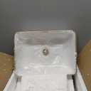 J-FAMILY 14.5'' x 10.6'' Small Vessel Sink Bathroom Above Counter White Porcelain Ceramic Rectangular Sink Bowl Gold Trim Decoration Small Vanity Sink Lavatory Wash Basin