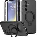 Designed for Samsung Galaxy S24 Case with Magnetic Ring Stand [Compatible with Mag-Safe][Military Grade Drop Protection][Build in Kickstand] Shockproof Galaxy S24 Phone Case 6.2",Black