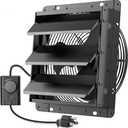 HG Power 10 Inch Shutter Exhaust Fan with Speed Controller, 647CFM High-Speed Vent Fan with, 1400RPM Wall Mounted Attic Fan for Shed, Garage, Greenhouse Ventilation, Black