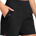 Heathyoga 5" Swim Board Shorts Women Strechy High Waisted Bathing Suits Bottoms Quick Dry UPF 50+ Beach Shorts with Liner (X-Large, Black)