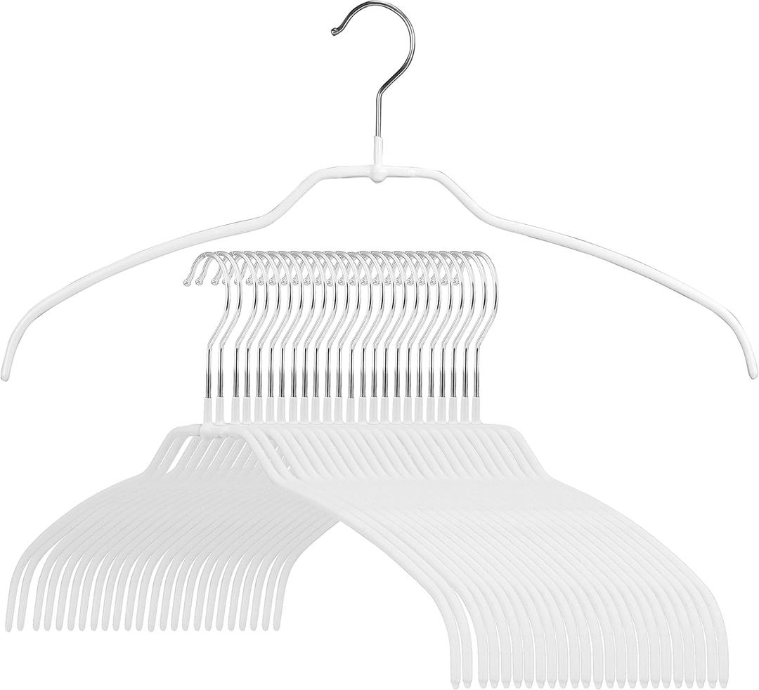 Mawa Reston Lloyd Silhouette Ultra-Thin Series, Non-Slip Space Saving Shirt Hanger, Style 42/FT, Pack of 24, White, 24 Piece