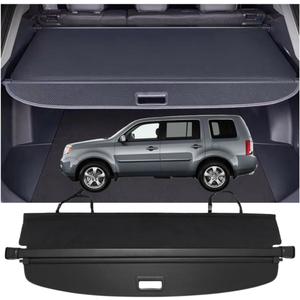 Retractable Cargo Cover Compatible with 2009-2015 Honda Pilot Power Tailgate Trunk Shielding Security Shade Privacy Screen Tonneau Luggage Cargo Organizers (Carbon Fiber Texture)