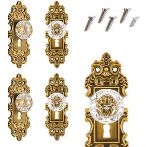 Vintage Dummy Door Knob Interior Crystal Glass Door Knobs 4 Drawer Dresser Handles Antique Brass Cabinet Knobs Keyless Decorative Hallway Closet Door Pulls