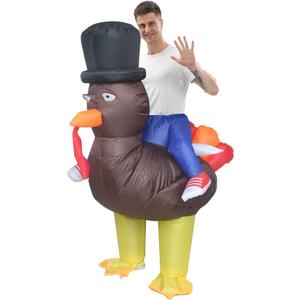 IHGYT Riding Turkey Inflatable Thanksgiving Day Costume Funny Blow up Cosplay Suit Adult Halloween Dress Up