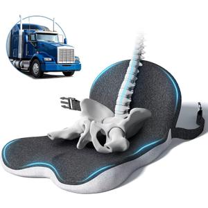 Car Seat Cushion - Memory Foam L-Shaped with Lumbar Support & Anti-Slip Design for Long Driving Comfort (Medium size, Dark/Light Gray)