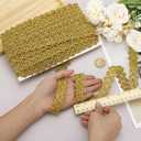 FINGERINSPIRE 20 Yards Metallic Braid Trim Gold Flower Shape Lace Ribbon 1" Embellishment Lace Trim for Christmas Holiday Decoration Wedding DIY Clothes Accessories Jewelry Crafts Sewing