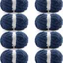 8 Pack Chunky Yarn for Crocheting, Blanket Thick Chenille for Hand Knitting, Soft Chunky for Crochet - 28 Yds 7.7 Oz Each Skein (Navy Blue)