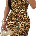 Women's Bodycon Jumpsuit Summer Tank Top Cheetah Catsuit Yellow Leopard XL (XL)