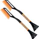 AstroAI 2 Pack 27" Snow Brush and Ice Scrapers for Car Windshield, Detachable Snow Scrapers with Ergonomic Foam Grip for Cars, Trucks, SUVs (Heavy Duty ABS, PVC Brush, Orange)