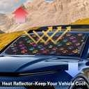 Colorful Dog Paw Print Car Sun Shade for Windshield Sun Shield for Front Window Blocks UV Rays Easy to Install Car Interior Accessories Sun Protection for Cars Truck SUV