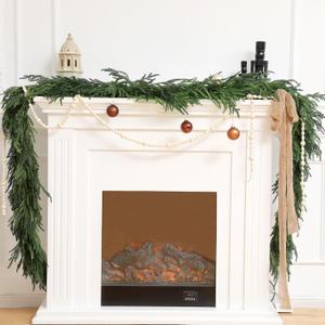 Jutom 1 Pcs 9 Feet Christmas Deluxe Norfolk Pine Garlands Realistic Norfolk Pine Faux Greenery Garlands for Holiday Mantle Table Indoor Outdoor Wedding Christmas Decor