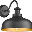 Black Outdoor Barn Light for Farmhouse, 11.5 Inch Dome Exterior Wall Mount Lights Fixture , Weather Resistant Outdoor Wall Sconce, Outside Lighting for Porch, Garage, Patio, Entryway(Black, 1 Pack)