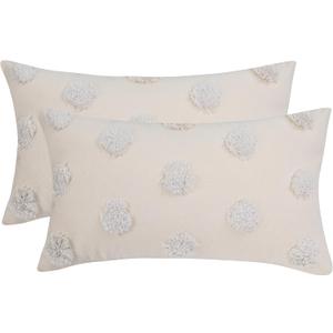 Holibeat Fluffy Dot Christmas Pillow Covers Xmas Decorative Throw Pillowcases (Beige, 20" x 12" (Pack of 2))