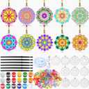 WinnerWhy 30 Sets Spring Mandala Suncatchers Crafts for Adults, Easter Holi DIY Stained Glass Art Kits Paint Your Own Window Ornaments for Mother's Day Party Birthday Activity Home Decor