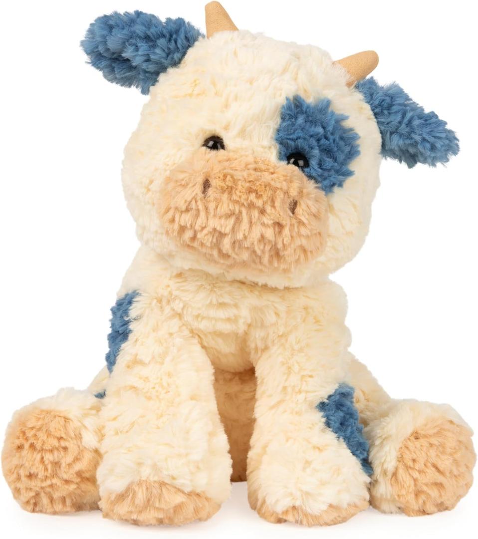 GUND Cozys Collection Cow, Stuffed Animal for Ages 1 and Up, Spring Decor Plush Toy, Cream/Blue, 10 (Cow)