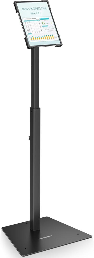 AboveTEK Security iPad Kiosk Floor Stand, Anti-Theft POS Tablet Stands for Retail Business, Height Adjustable Tablet Floor Stand, 360 Swivel Universal Locking Holder Fits 9.7"-13" iPads/iPad Pro/Air (Black)