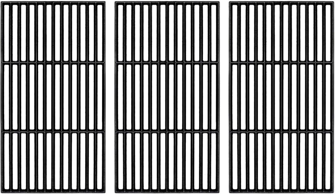 Hisencn Cooking Grates for Home Depot Chargriller 1624 Smokin' Champ Charcoal Grill Horizontal Smoker, Cast Iron Solid Rod Grill Cooking Grid Replacement Parts, 19 1/2 inch, 3 Pack