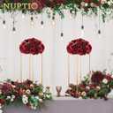 NUPTIO Flower Wedding Centrepieces for Tables: 10 Pcs Burgundy Artificial Flowers Roses Balls 14.2 inch Diam for Centerpiece Fake Silk Rose Arrangements Weddings Reception Birthday Party Decoration