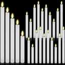 Rossesay 20 Pcs Flameless LED Taper Candles Battery Operated Taper Candles 5 Sizes of 6.5'', 7.7'', 8.8'', 10.0'', 11.2'' Flameless Candlesticks Flickering with 3D Flame for Wedding (White)