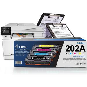 202A Toner Cartridges High Yield Replacement for HP 202A Ink CF500A Compaitble for Color Laser Pro MFP M280nw M281fdn M281fdw M281cdw M254nw M254dw M254dn Printer 4-Pack(BK/C/Y/M)