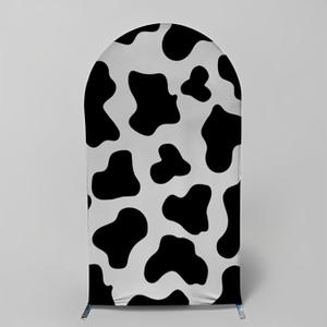 Cows Skin Pattern Arch Backdrop Cover for Cows Farm Birthday Party Arched Background Stand Stretchy Fabric Covers Baby Shower Cake Banquets Parties Decorations 2.6x6FT