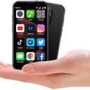 Mini phone Unlocked Mini Smartphone for kids with 3.0" HD Touch Screen World's Smallest Cell Phone Quad Core Dual Sim Card Face ID Android Compact Small Mobile Phones for Student Pocket 2GB+16GB Black