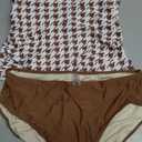 Eomenie Women's Tankini Swimsuits Two Piece Tummy Control Bathing Suit Color Block Slim Swimwear with High Waisted Bottom (Large, Printed Brown White)