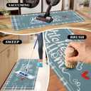 Kitchen Mats for Floor with Grid Design, Farmhouse 3 Piece Washable Absorbent Runner Rugs Non Slip Cushioned Kitchen Mat Comfort Rug Set for Kitchen, Floor, Office (17*30+17*47+17'*59", Turquoise)