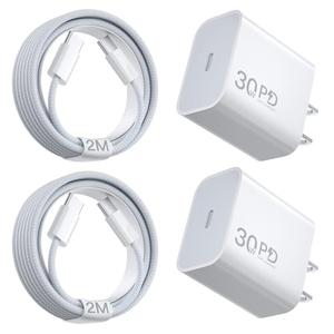 30W iPhone 16 Fast Charger Original, 30Watt USB C Charger Block with 6.6ft Woven USB C Cable, USBC Wall Chargers for iPhone 16e/ 16 Plus/ 16 Pro Max/ 15 Plus/ iPad Pro Type C Charger Fast Charging