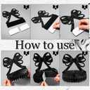 Containlol 9 Pcs Black Bow Birthday Party Decorations Bow Honeycomb Centerpieces Coquette Party Table Decorations Coquette Paper Cutouts Supplies for Bridal Graduation 2026 Bachelorette Decor