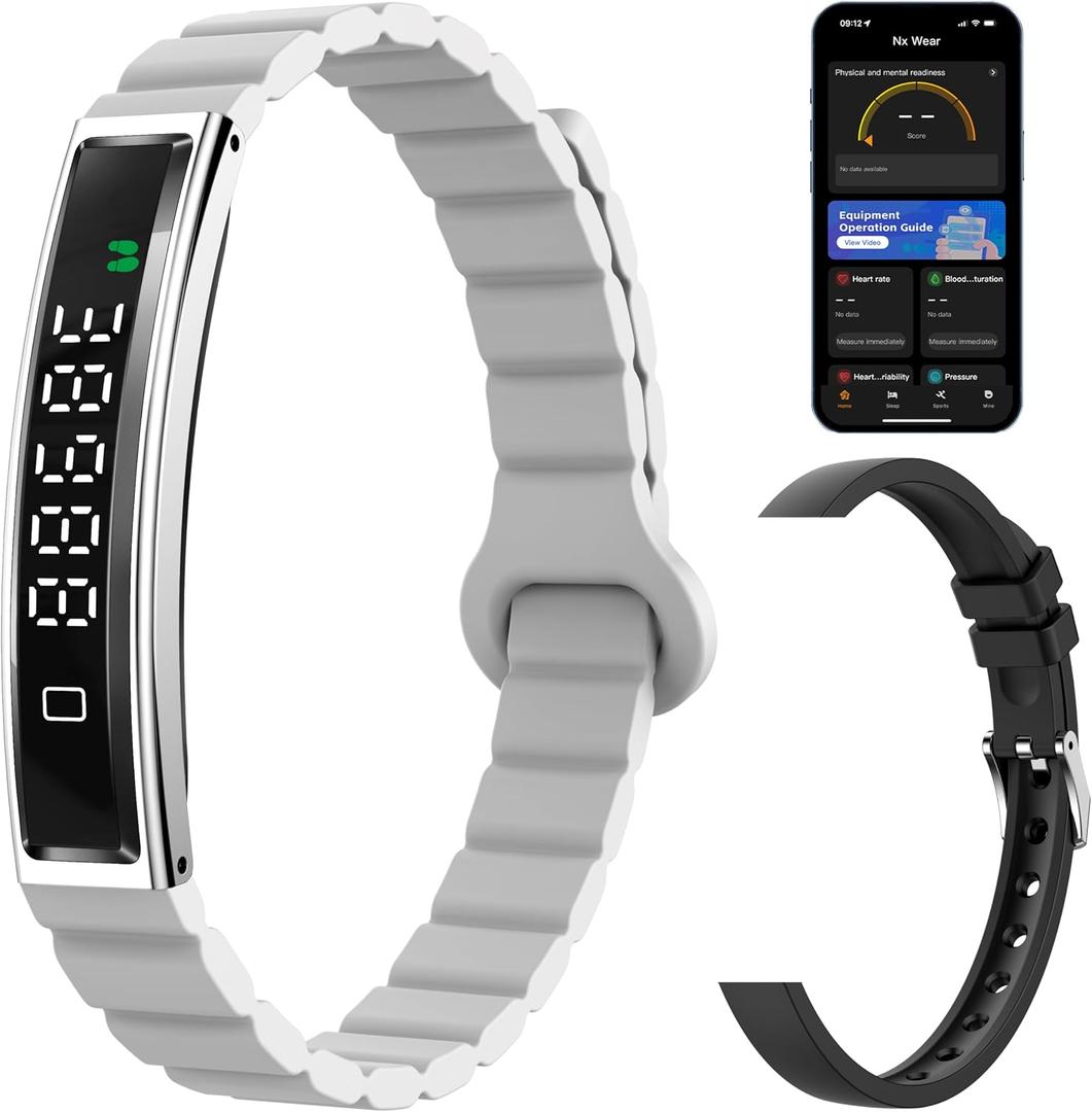 Smart Bracelet Fitness Tracker Heart Rate Monitor Sleep Activity Tracker Step Counter Calories Pedometer Waterproof Slim Thin Health Band for Women Ladies Men, Free App, 2 Bands