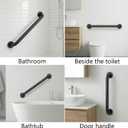 12" Stair Handrail, Wall-Mounted Safety Grab Bar for Indoor & Outdoor Steps, Rustic Pipe Design, Black ((2 Sets))