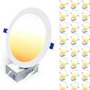 Ensenior 24 Pack 8 Inch LED Recessed Ceiling Light, Dimmable, 2700K-5000K 5CCT, 1600LM 18W 120V, High Brightness Dimmable Canless Wafer Downlight - ETL&FCC&IC