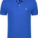 U.S. Polo Assn. Men's Solid Short Sleeve Interlock Polo Shirt, Golf Shirts for Men, Business Casual Polos
, Cobalt Blue, X-Large