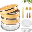Bamboo Steamer Basket 10 Inch 2 Tier Set for Cooking | Dumpling Steamer Basket for Dim Sum, Bao Buns, Momos, Rice & Vegetables | Natural Bamboo Steamers with Liners & Accessories