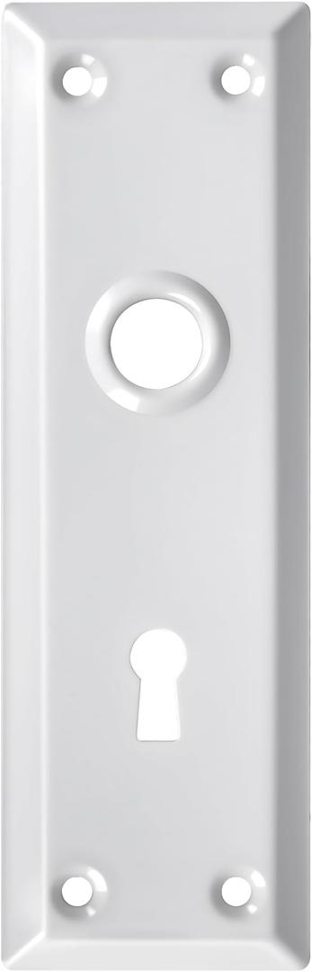 2 Pack Mortise Lock Door Plates for Interior Doors, Old Style Mortise Door Knob Backplate Replacement, White Door Escutcheon Plates