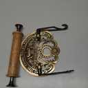 STYLENT Decor Brass Wall Mount Toilet Paper Holder 7.25" Wide Vintage Crown Style Solid Easy Install Toilet Tissue Paper Holders with Wooden Roll for Bathroom