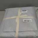 Striped Duvet Cover Set Queen Size 3 Pcs Breathable Durable 100% Washed Cotton Comforter Cover for All Seasons Chic Linen Like Textured Bedding Set (Light Blue White Pinstripes, Queen)