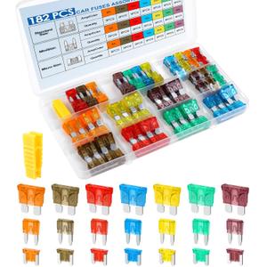 182PCS Car Fuses Assortment Kit, Professional Blade Fuses Automotive - Standard & Mini & Low Profile Mini Fuse (5A/7.5A/10A/15A/20A/30A/40A), cooclensportey Mixed Auto Fuse for Boat, Auto, RV, Truck