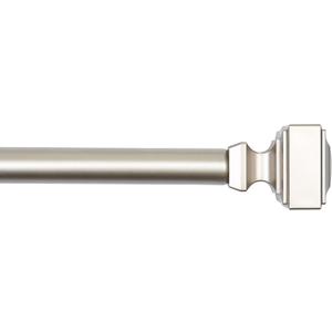 Amazon Basics 1" Curtain Rod for Windows with Square Finials, Adjustable, 72" to 144", Nickel Finish