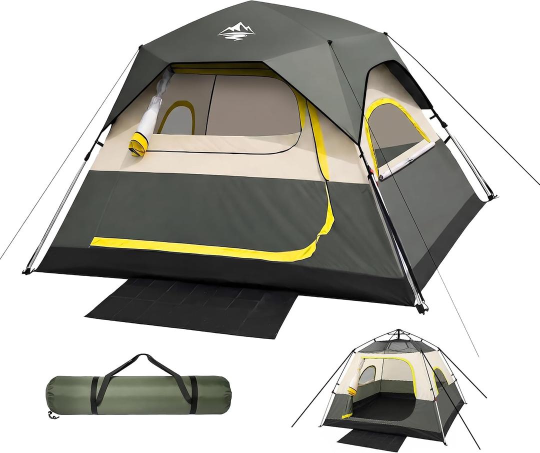 4 Person Instant Tents for Camping Setup in 50s, Cabin Tent with Rainfly
