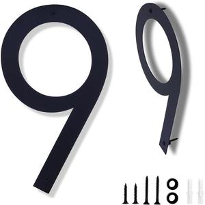 16 Inch Modern House Numbers for Outside,Large Black Metal House Numbers,House Address Numbers for House Address Apartments Wall Door Hotel Garage Gate with Nail Kit Number 9