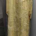 Vince Camuto Women's 3/4 Sleeve Button Up Maxi Pleated Shirt Dress (Medium, Lemon Cream)