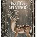 GDJIEGBC Winter Reindeer Christmas Wall Art Decor, Rustic Christmas Decor, Snowy Reindeer Forest Winter Landscape Poster Hanging Wall Decoration for Home Bedroom Living Room, 12x16 Inches (color 10)