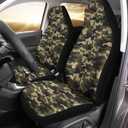 Bulopur Army Green Camouflage Car Seat Cover Front Seat Only 2pcs Pack for Women Girls,Universal Non-Slip Vehicle Cushion Cover Protectors (Army Green Camouflage)
