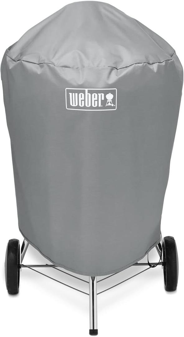 Weber 22Inch Charcoal Kettle Grill Cover Premium HeavyDuty Polyester, UV & Water Resistant, Breathable Fabric with Secure Straps, Easy SlipOn Design